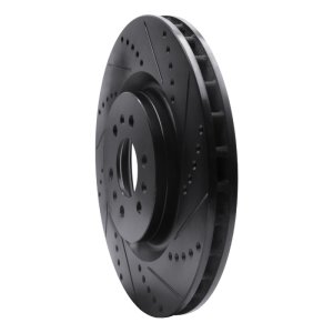 Cadillac CTS Brake Rotor (1) - Front Right - R1 Concepts - Drilled & Slotted - Black - `04-`11